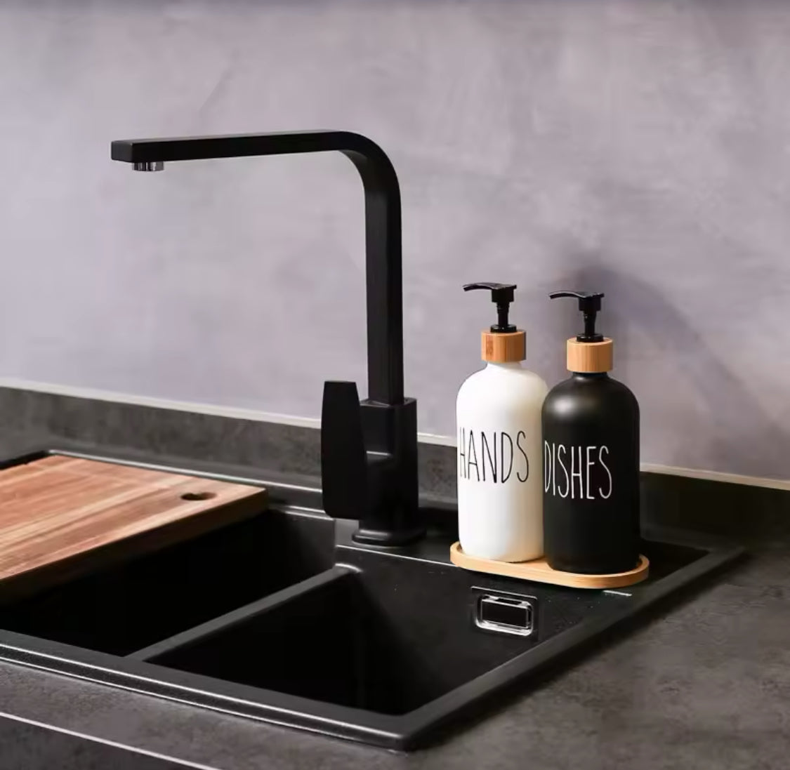 Bathroom Hand Soap Dispenser With Bamboo Tray, Kitchen Dish Soap Dispenser, Empty Facial Cleanser Refillable Bottle, Hand Sanitizer Press Subpack Bottle Bathroom Hand Soap Dispenser With Bamboo Tray, Kitchen Dish Soap Dispenser, Empty Facial Cleanser Refillable Bottle, Hand Sanitizer Press Subpack Bottle